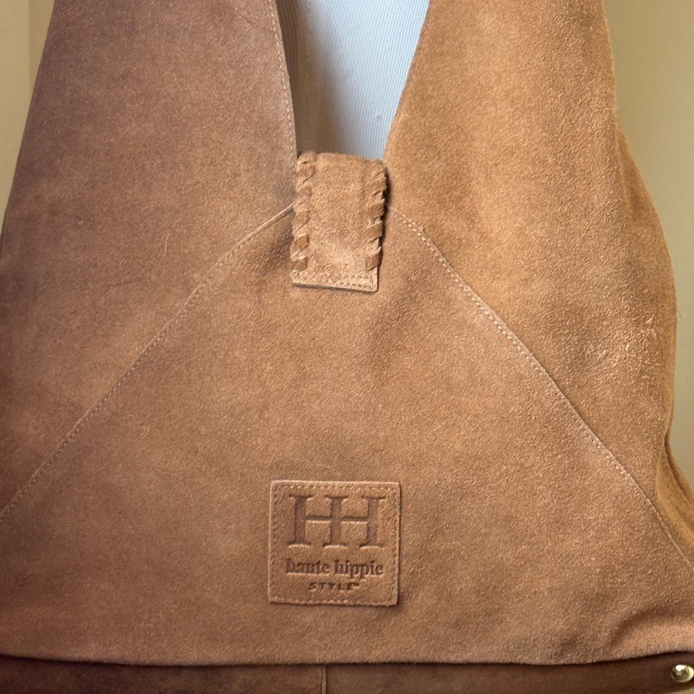 Haute Hippie Hobo Bohemian Hippie Brown Suede Shoulder Bag NWOT - Picture 2 of 4